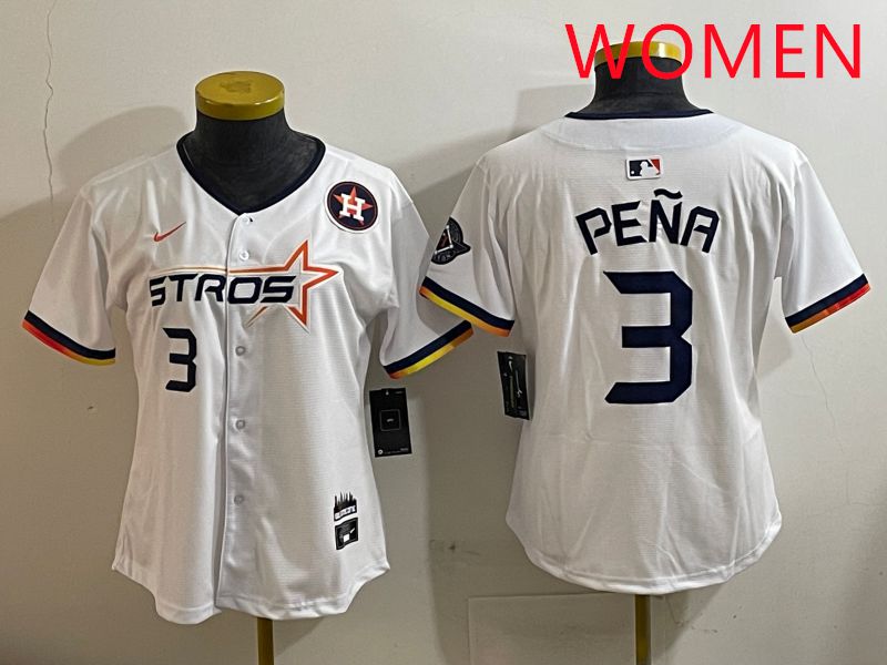 Women Houston Astros #3 Pena White three generations Joint Name Nike 2025 MLB Jersey style 6->youth mlb jersey->Youth Jersey